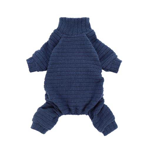 Turtleneck Knitted Dog Sweater Puppy Pajamas Thermal Doggie Winter Clothes Knitwear Pet Coats Cat Apparel Blue X (X-Small / Royal Blue)