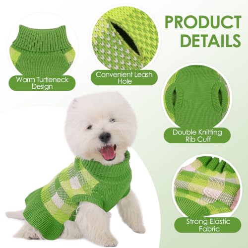 Dog Sweater Dress Plaid Knitwear for Small Dogs Girl Christmas Clothes (Green / XX-Small)
