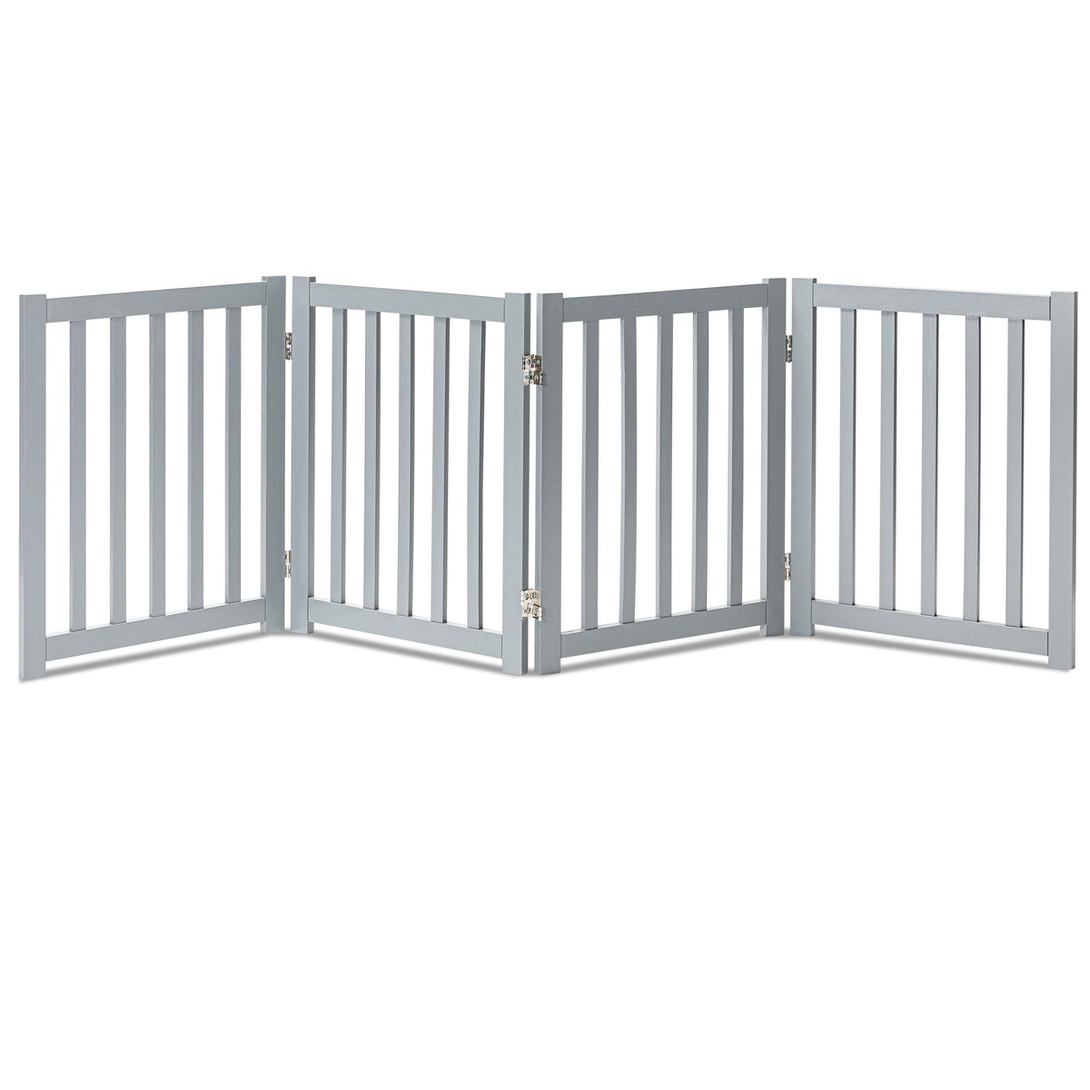 Wooden Free Standing Dog Gate 80" W x 24" H (Gray / 80"W x 24"H)