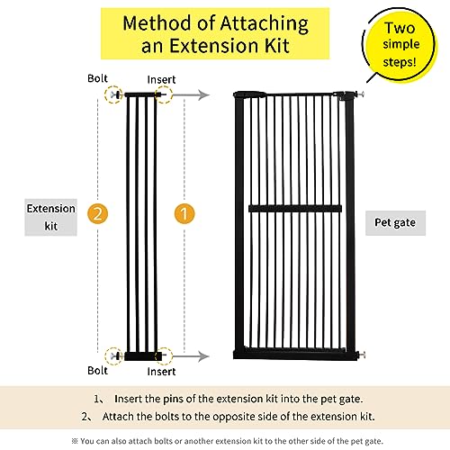 55.12" Extra Tall Pet Gate Extension Kit 8.27" Wide Black (55.12" H-black / 8.27" W, Extension)