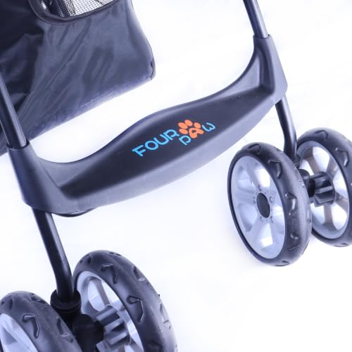 Full Window pet Stroller with Detachable Carrier (with Detachable Basket / Black)