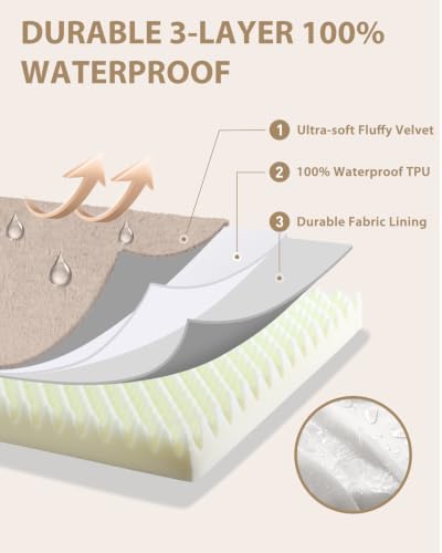 Orthopedic Dog Bed for Extra Large Dogs with Waterproof (Khaki / 47.0"L x 29.0"W x 4.0"Th)