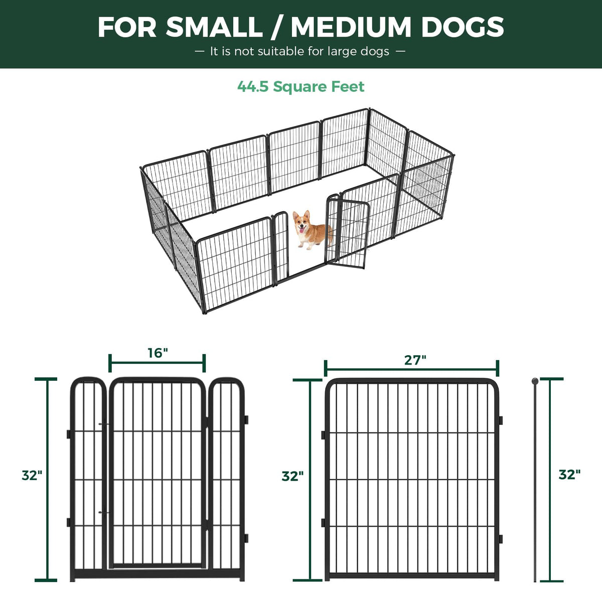 Homeplus Indoor Dog Playpen (Black / 32"H)