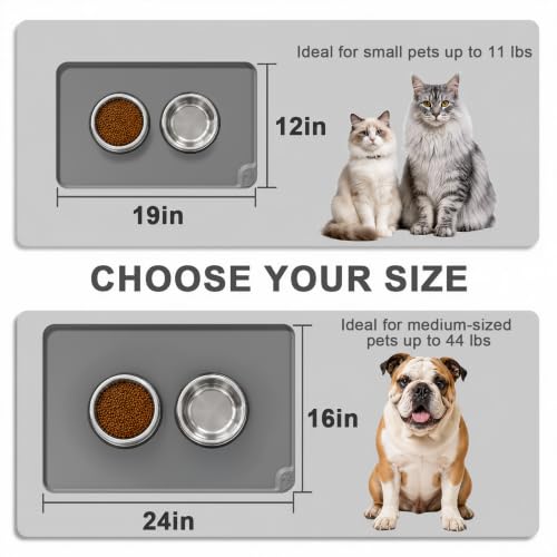 Silicone Pet Feeding Mats (Gray / 24"L x 16"W)