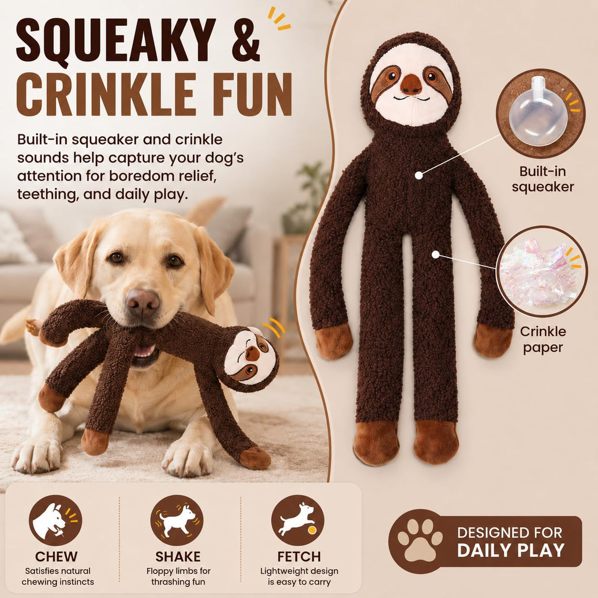 No Stuffing Dog Toys (monkey)