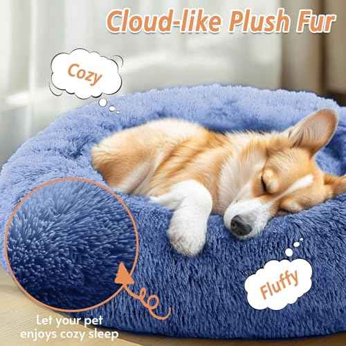 Calming Dog Beds Extra Large Sized Dog (Navy Blue / 45.0"L x 45.0"W x 10.0"Th)