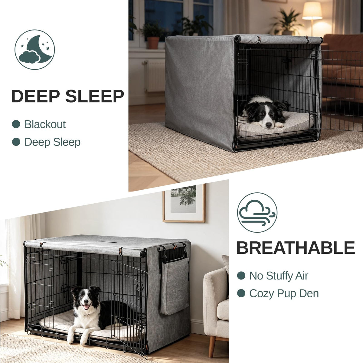 Dog Crate Cover 24 in (Gray / 24.0"L x 18.0"W x 20.0"H)