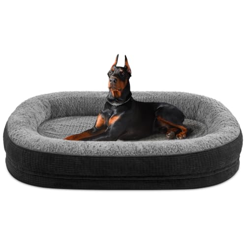 Orthopedic Dog Bed for Extra Large Dogs (Black / 48"l X 35"w X 7.5"th)
