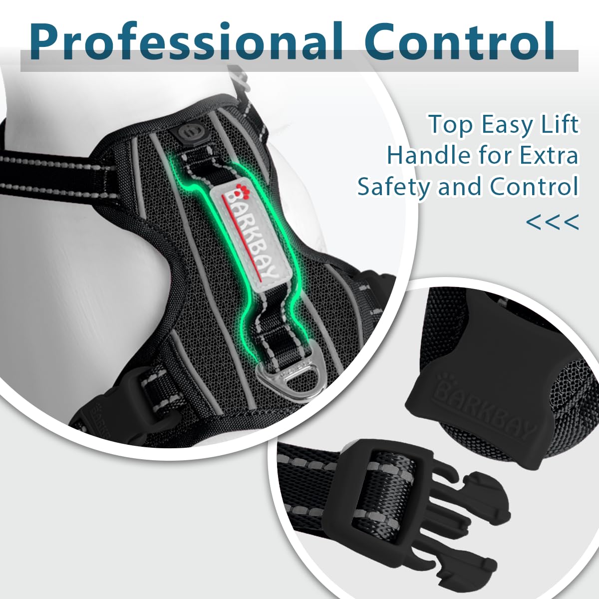 No Pull Dog Harness for Large Dogs (Black / X-Large(Chest:30-38”))