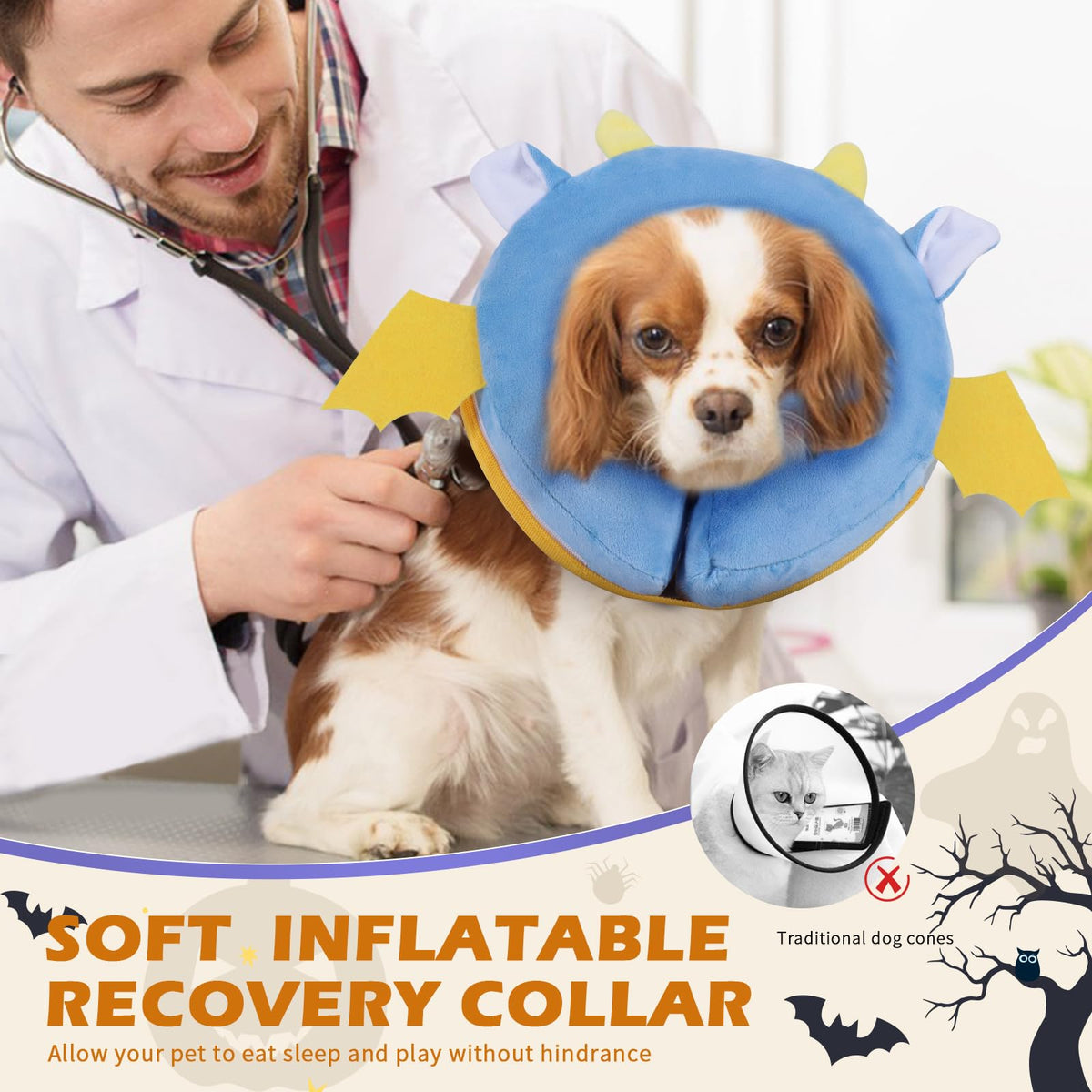 Inflatable Recovery Dog Collar (Vampire / Large + (Neck:18''-20''))