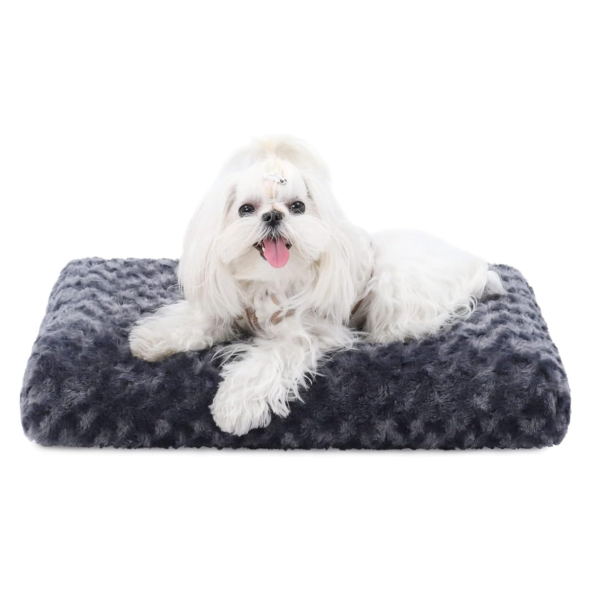 Washable Dog Bed Small Dog Crate Bed Plush Pet Mat 17"x12" Dark Gray (Dark Grey / 17.0"L x 12.0"W x 2.0"Th)