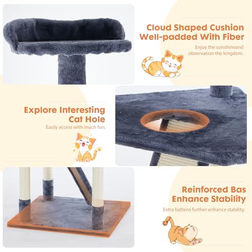 Tall 79in Cat Tree Tower with Scratching Posts (Dark Grey / 79 Inch)