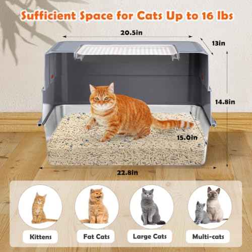 Stainless Steel Litter Box (Dark Gray)