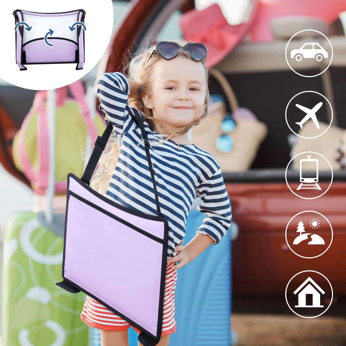 Kids Travel Tray for Car Seats (Purple)