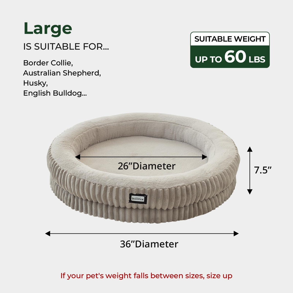 Donut Dog Bed (36.0"L x 36.0"W x 7.5"Th / Wind Chime)