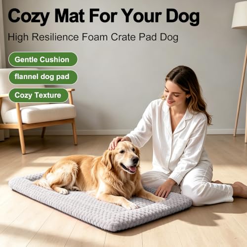 Dog Bed Mat Soft & Comfortable Dog Kennel Pad for Crate (XL(42"*28"*1.5") / Light Gray-1pc)