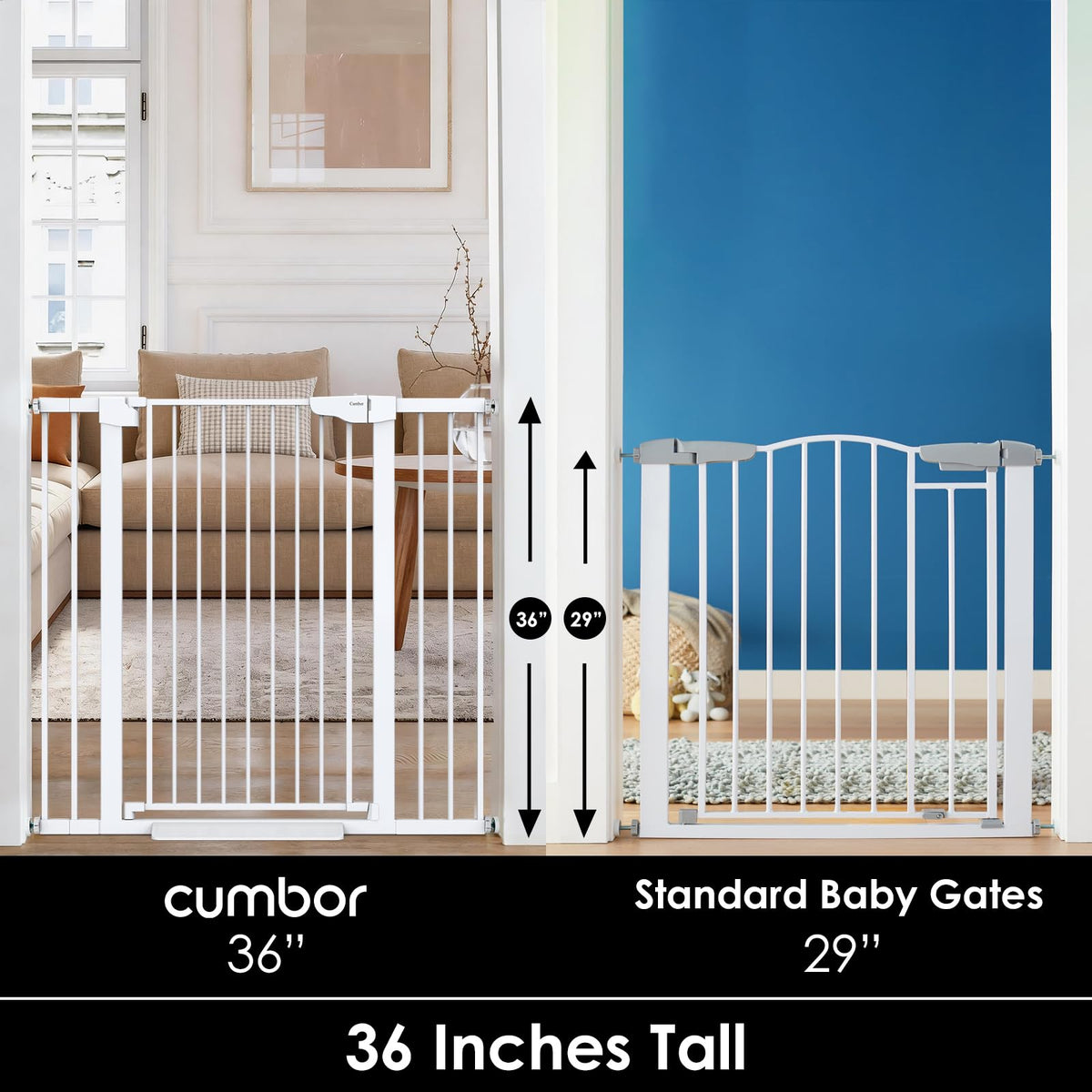 36" Extra Tall Baby Gate (White / 30"-46" W x 36" H)