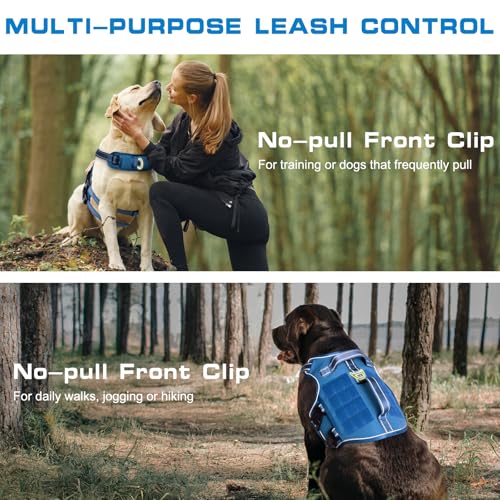 Dog Harness for Large Dogs (Blue / XL(Neck:21-32",Chest:26-39"),75-135 lbs)
