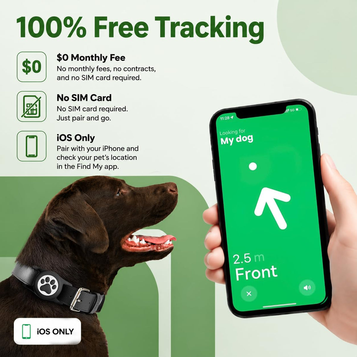 Dog Tracker with Apple Find My (Black)
