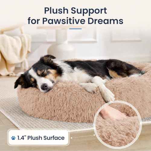 Calming Washable Dog Bed Medium Size Dog (Camel / 31.0"L x 31.0"W x 8.0"Th(Removable))