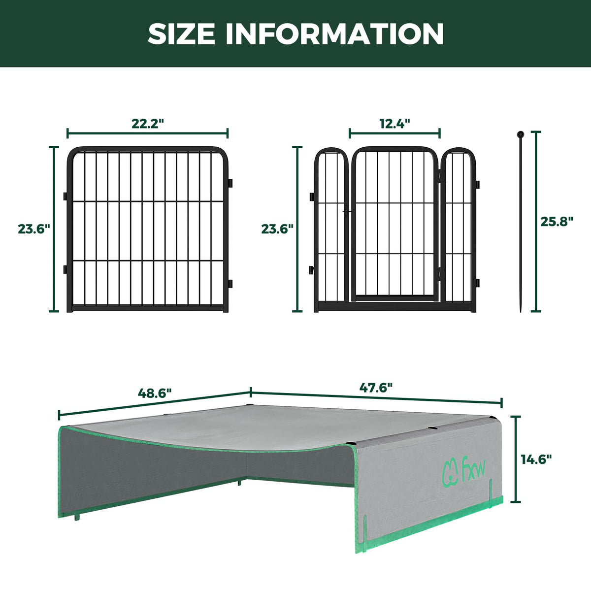 Rollick Dog Playpen with Sun Shade (Black / 24"H)