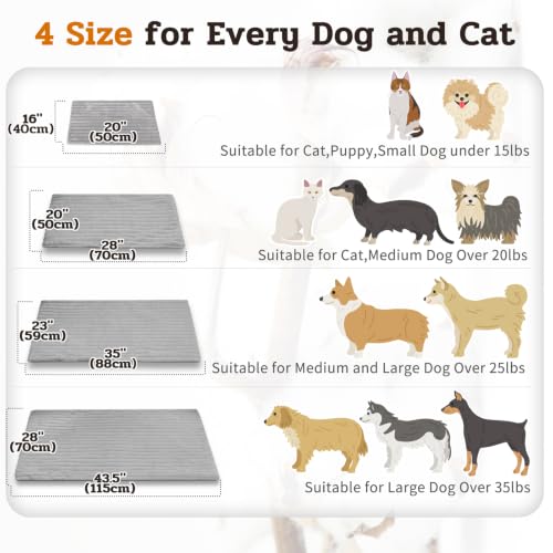 2Pcs Soft Plush Fluffy Self Warming Thermal Pet Mat for Dogs and Cats (Misty Gray / Small (20'' X 16'' X 1''))