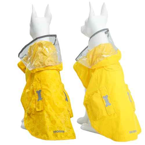 Dog Raincoat Waterproof Rain Poncho with Hoodie (X-Small: 4-9lbs / Yellow(Water-reactive Hydrochromic))