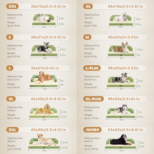 Orthopedic XL Dog Bed with Bolster for Extra Large Size Dogs (42.0"L x 30.0"W x 8.0"Th / Grass Green)