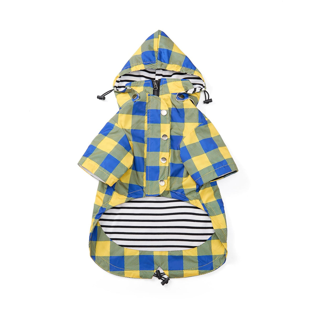 Dog rain Coat Waterproof Raincoat Puppy Jacket with Legs Buttons Zipper Hood Drawstring Fit for Yorkie Terrier Schnauzer Poodle Border Collie Labrador Golden Retriever 8lbs to 80lbs Yellow S (Small / Yellow Plaid)