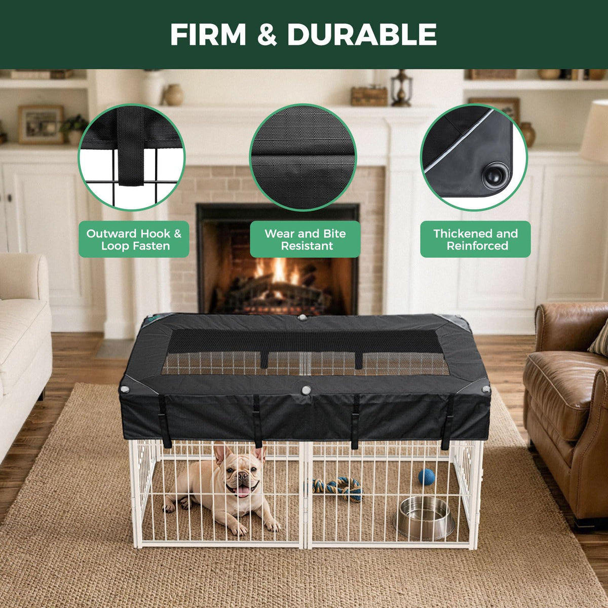 Homeplus Indoor Dog Playpen with Mesh Top Cover (White / 32"H)