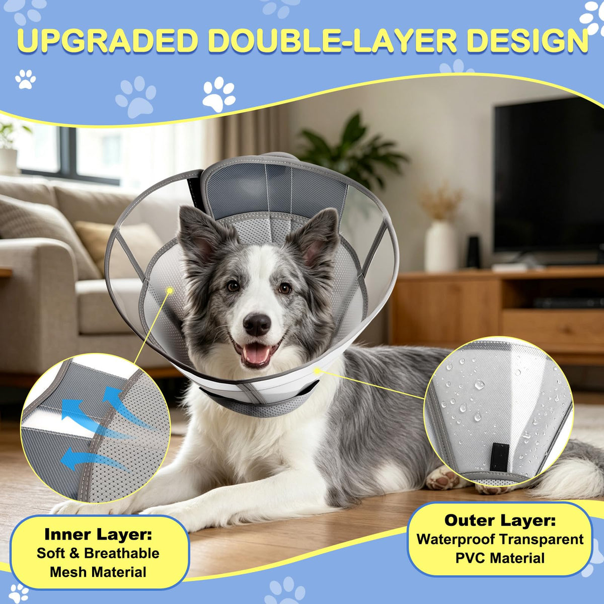 Dog Cone to Stop Licking (XL (Neck: 18.5-21.1") / Grey)