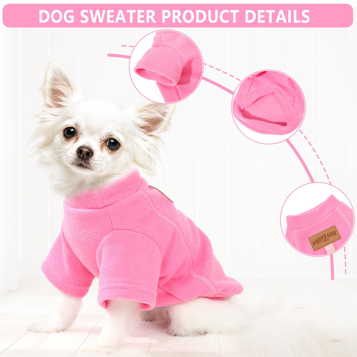 2 Pack Dog Sweaters with Leash Ring Fleece Dog Winter Clothes for Small Medium Dogs Girl Boy Turtleneck Pet Pullover Sweatshirt Puppy Sweaters Cat Apparel Clothing (Pink-Purple / Medium)