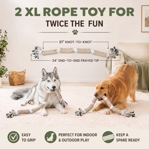 Dog Rope Toy for Large Dogs 2 Pack (Natural / 2 Pack)