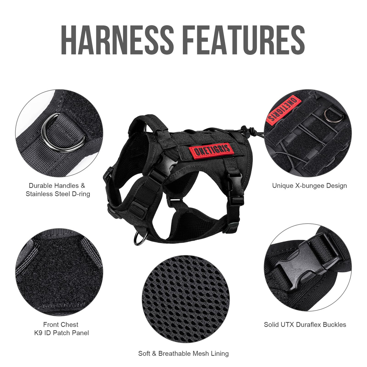 Tactical Dog Harness with Handle No (X-Small / Black)