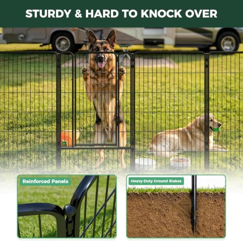 Rollick Dog Playpen with RV Step Grid for RV Camping (Black / 45"H)