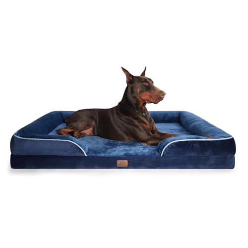 Orthopedic XXL Dog Bed Extra Large Washable Original Design (Blue Navy / 52"l X 41"w X 8"th)