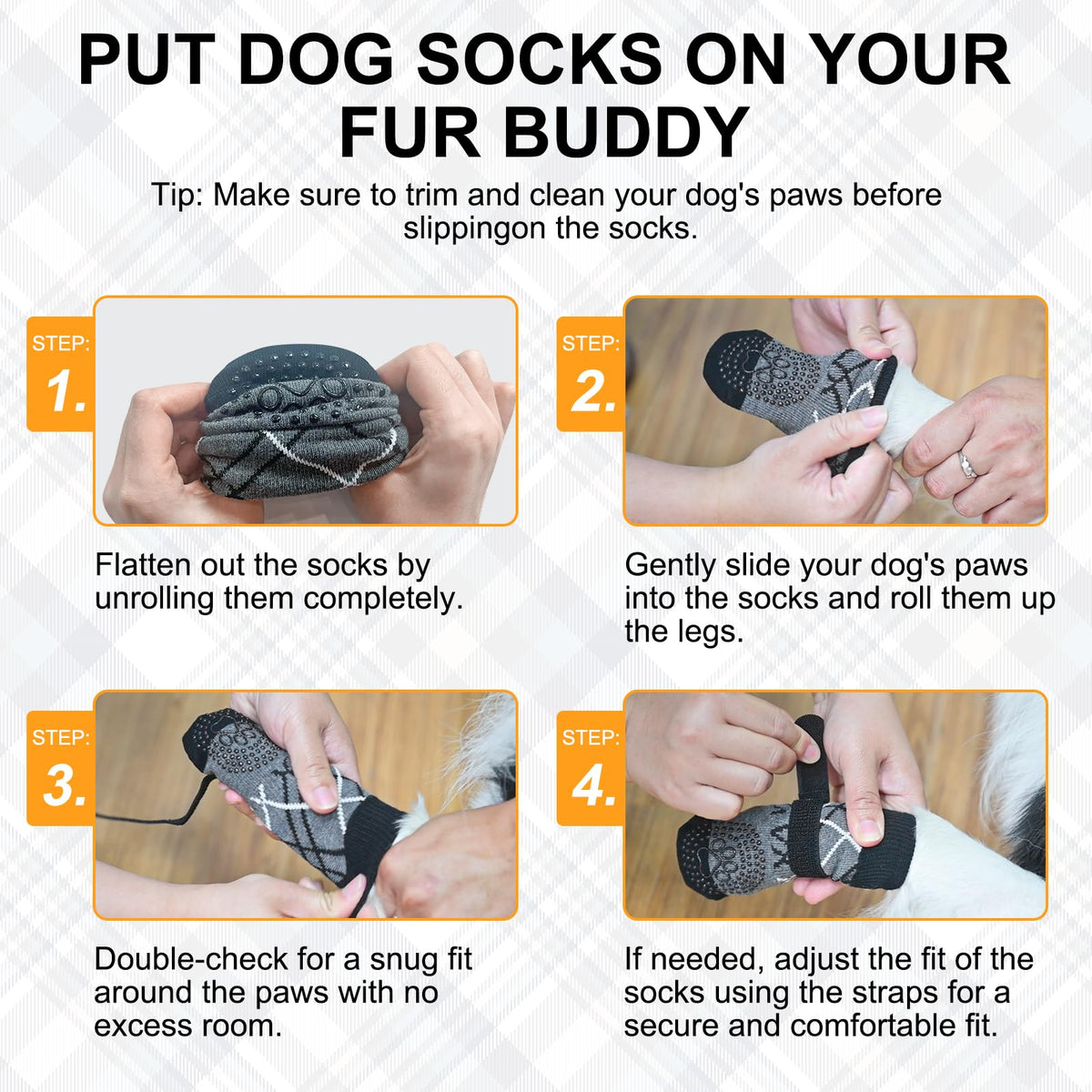 6PCS Dog Socks to Prevent Licking Paws (Purple / XL(Pack of 6))