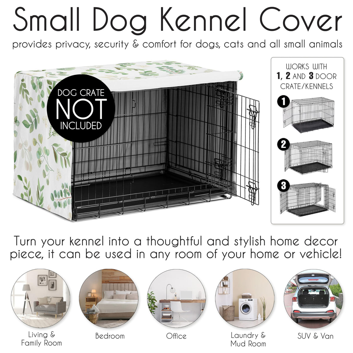 30in. Small Medium Dog Crate Cover (Green Botanical / 30.0"L x 19.5"W x 21.0"H)