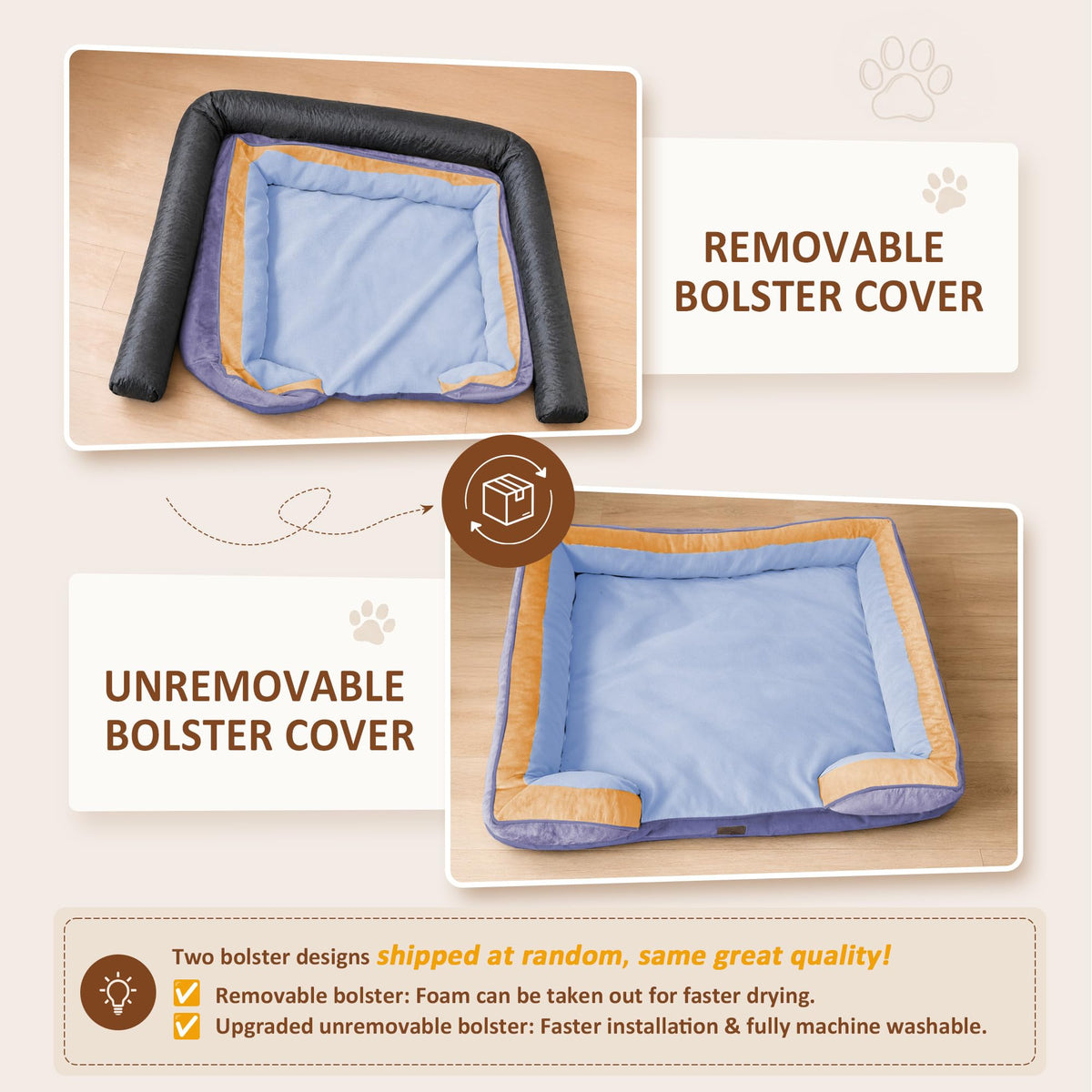Orthopedic Dog Bed for Extra Large Dogs with Bolster (42.0"L x 30.0"W x 8.5"Th / Twilight Wave)