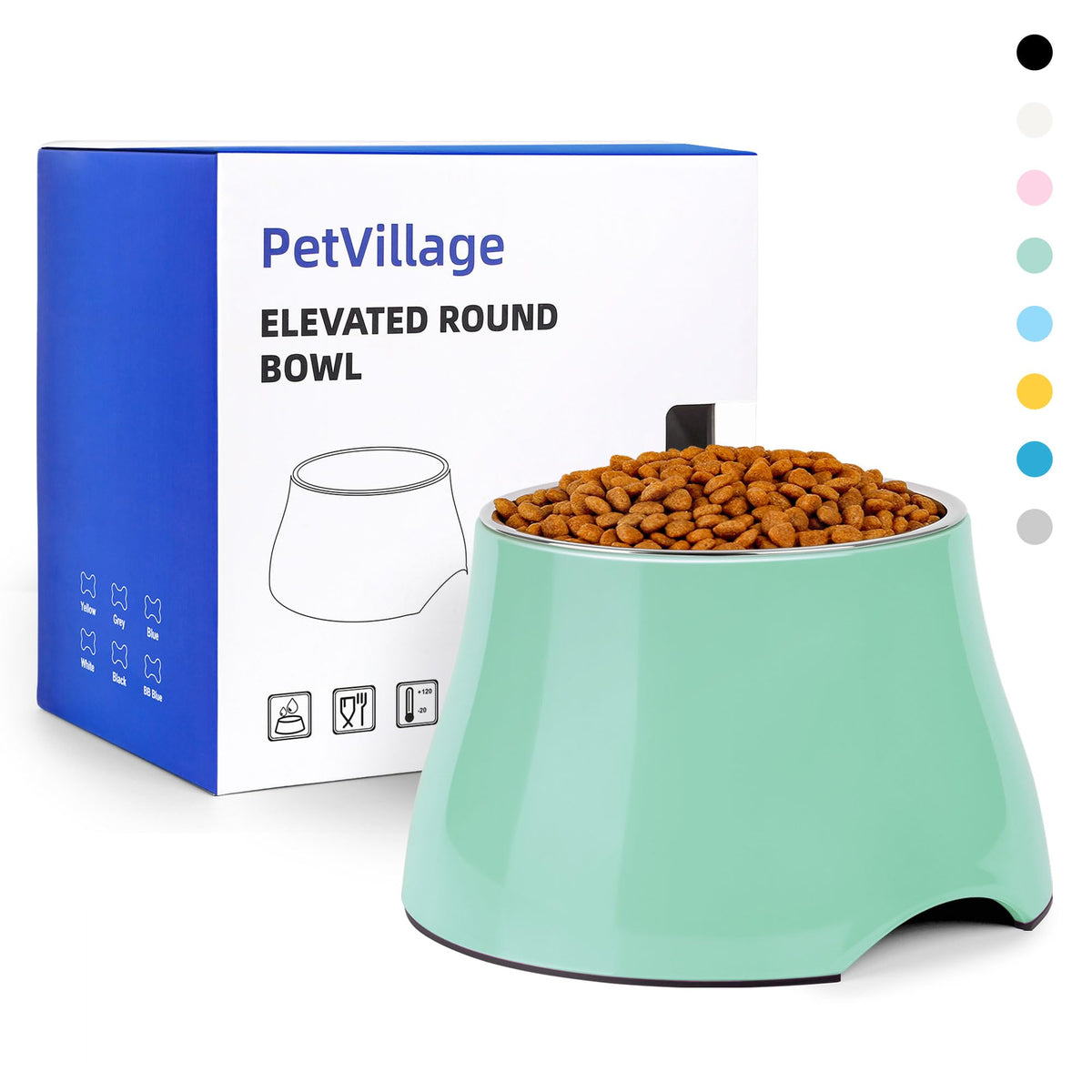 Dog Bowls Cone Friendly Non Slip Single Dog Bowl with Stainless Steel Inner (Medium(2 Cups) / Mint Green)