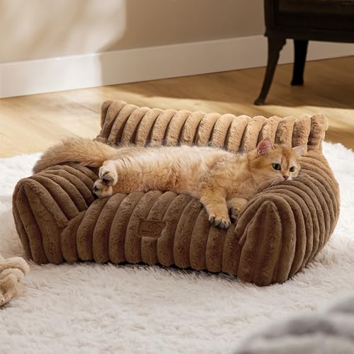 ComfyFleece® Shown on TV Fluffy Cat Couch for Pets (24x18x10" / Camel Brown)