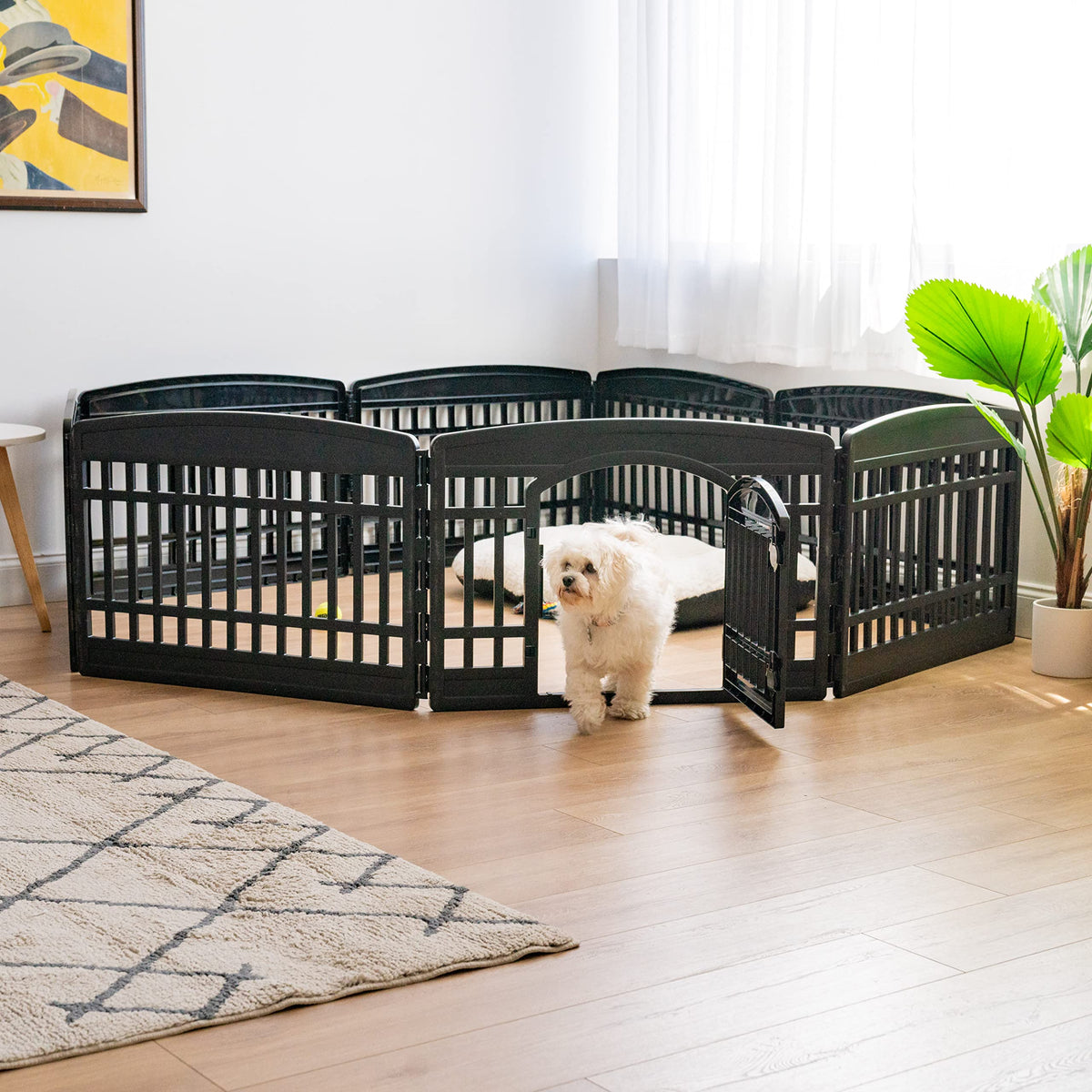 8 Panel Dog Playpen with Door (8 Panel - 24" H / Black)