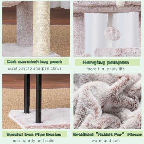Cat Tree 43.3'' Cat Tower with Hammock for Kittens GCT004SMU (43.3 inches / Muchroom)