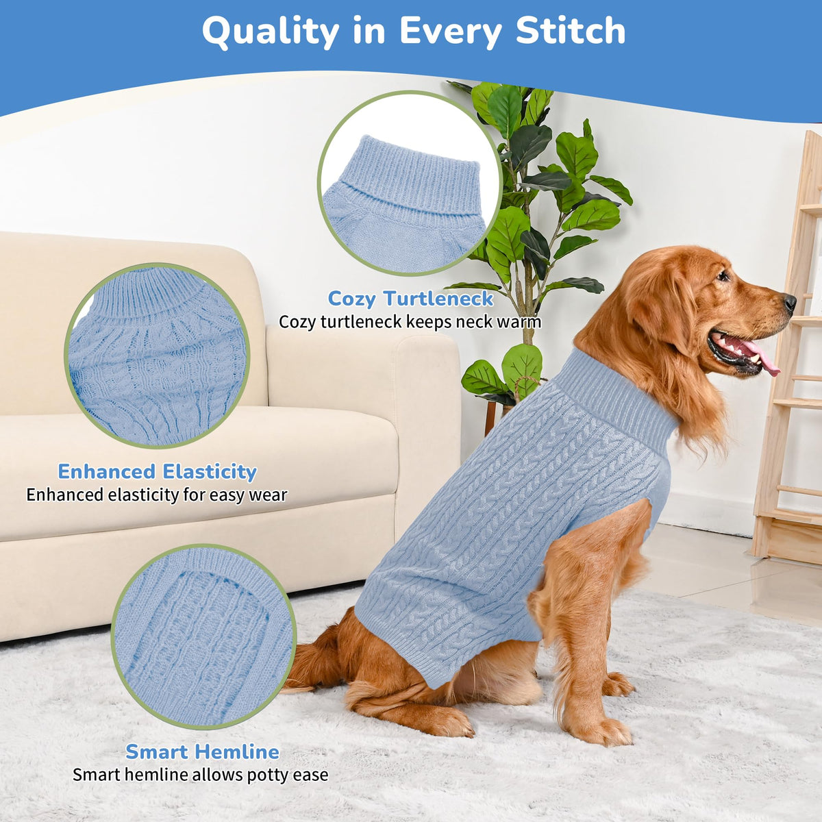 Dog Sweater 2 Pack for Large Dogs (Blue & Green / XXXX-Large)