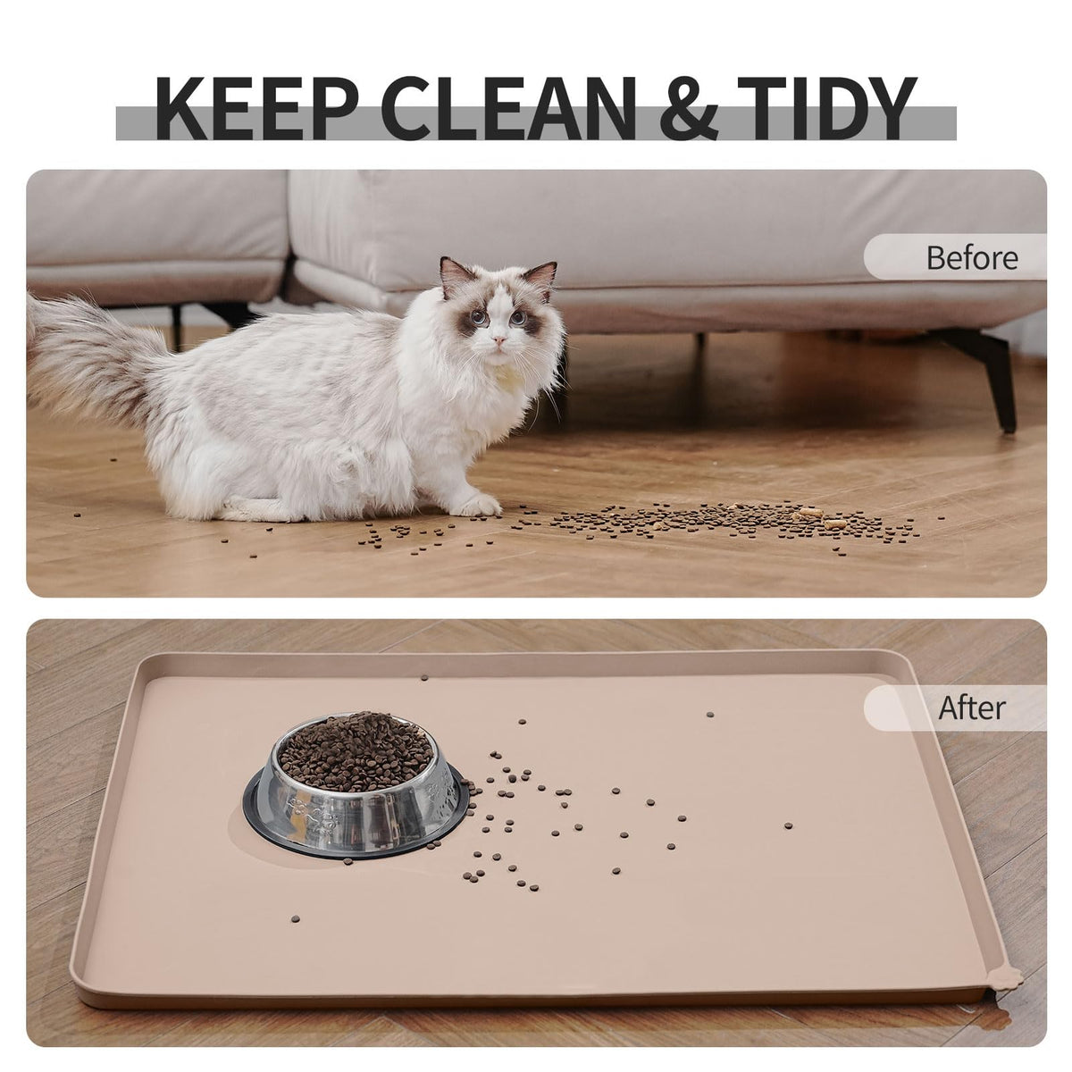 Silicone Pet Feeding Mat (Taupe / 32" x 24")