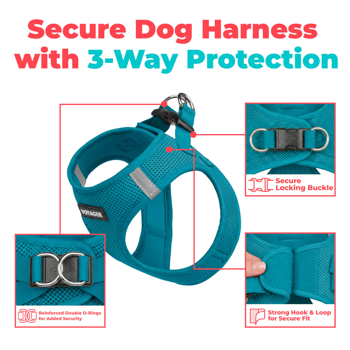 Voyager Step in Air Dog Vest Harness (Turquoise / XXXS (Chest: 11 - 12"))