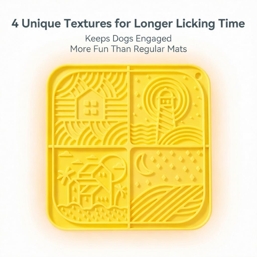 Dog Lick Mat with Suction Cups (Yellow)