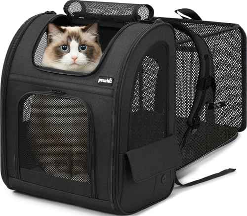 Dog Backpack Expandable (Black / 15.4"L x 11"W x 19.0"H)