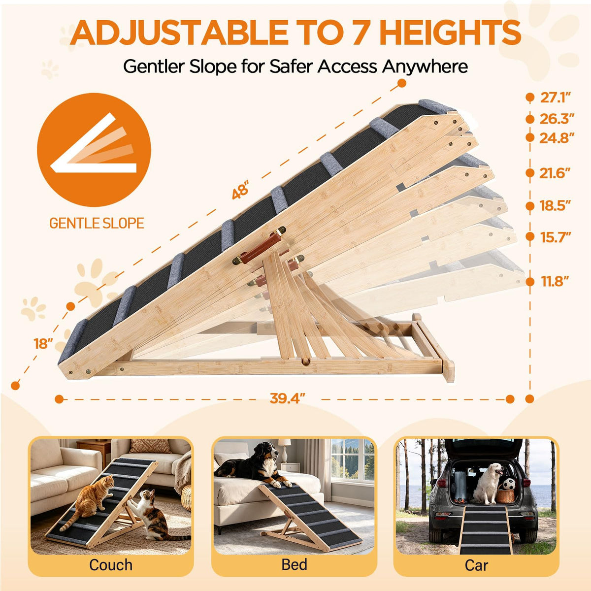Dog Ramp for Bed (Black / Extra Large)