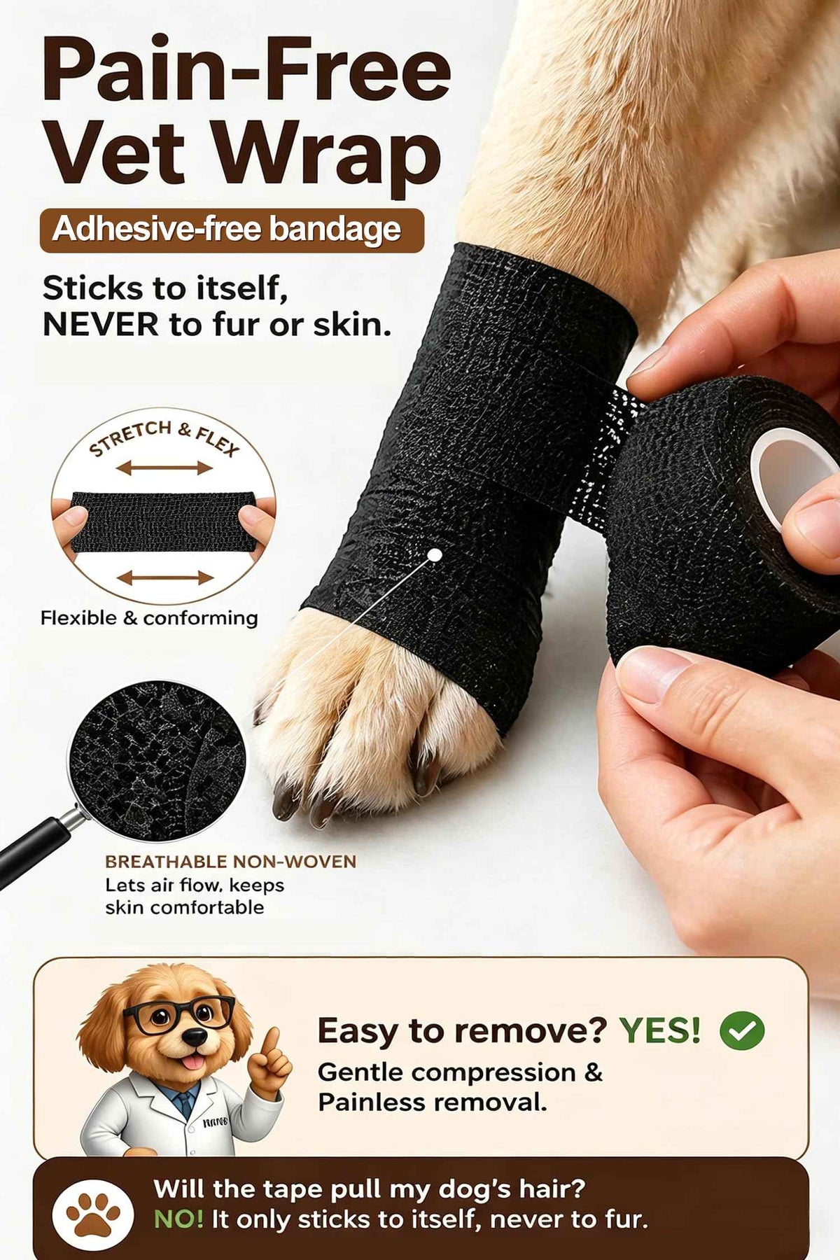 Dog Paw Wound Recovery Boot Kit with Self (S)